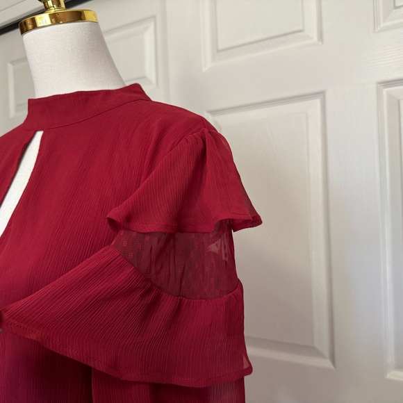 NWT Express Red Chiffon Long Sleeve Shift Dress - Picture 5 of 15